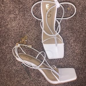 White Ego Heels with Gold Anklet